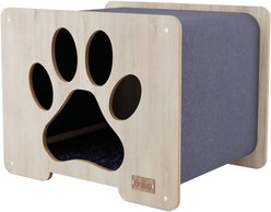 Noba Origin Hut Hideout Paw Head Entry Cat Condo, Tidal & Natural Wood