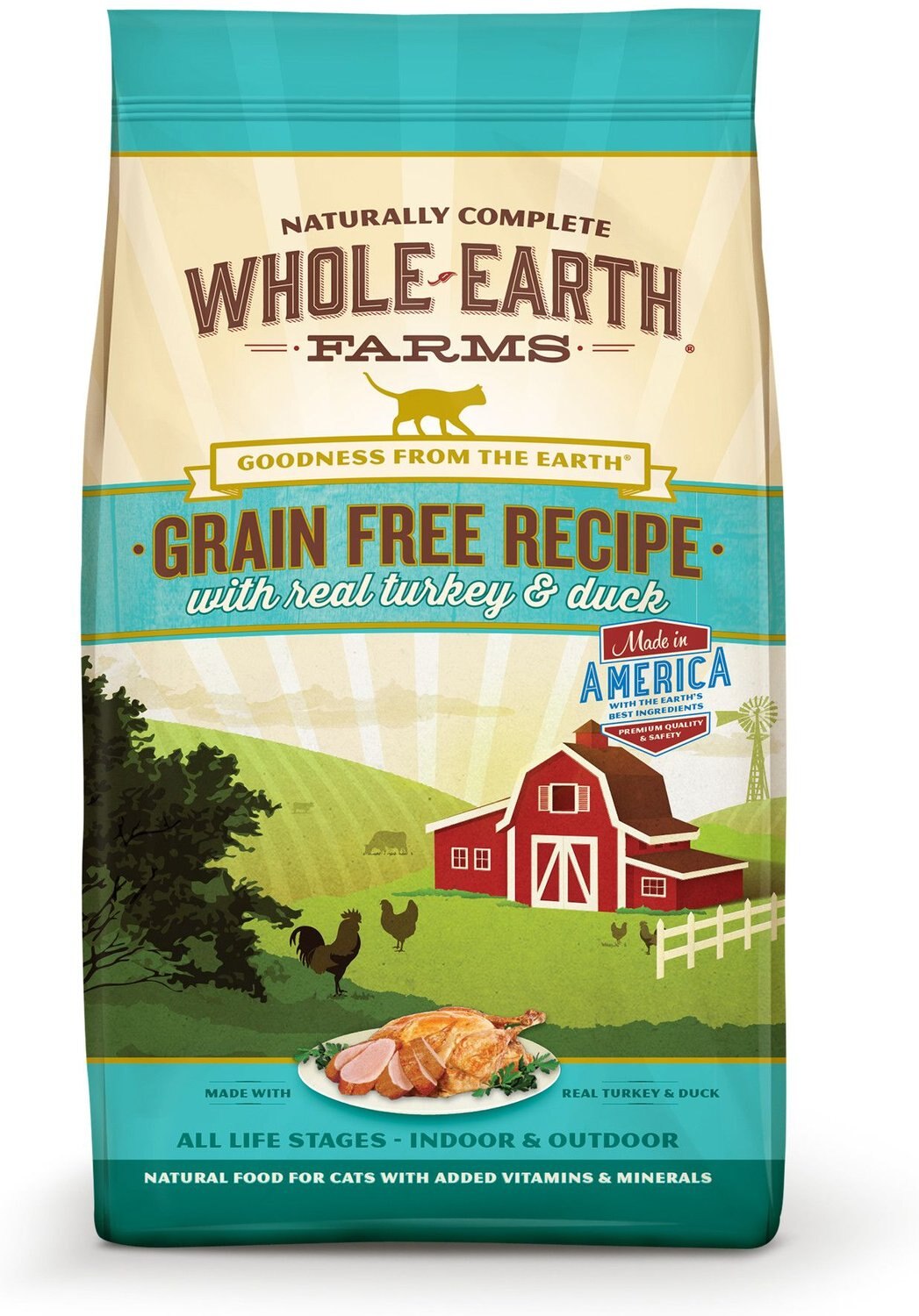 WHOLE EARTH FARMS Grain-Free Real Turkey & Duck Recipe Dry Cat Food, 10 ...