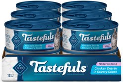 Blue Buffalo Tastefuls Natural Tender Morsels Chicken Entree Wet Cat Food, 5.5-oz can, case of 12