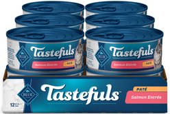 Blue Buffalo Tastefuls Natural Pate Salmon Entree Wet Cat Food, 5.5-oz can, case of 12