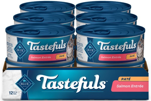 Blue Buffalo Tastefuls Natural Pate Salmon Entree Wet Cat Food, 5.5-oz can, case of 12
