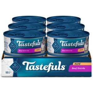 Blue Buffalo Tastefuls Natural Pate Beef Entree Wet Cat Food, 5.5-oz can, case of 12