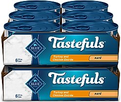 Blue Buffalo Tastefuls Natural Pate Turkey & Chicken Entree Wet Cat Food, 3-oz can, case of 12