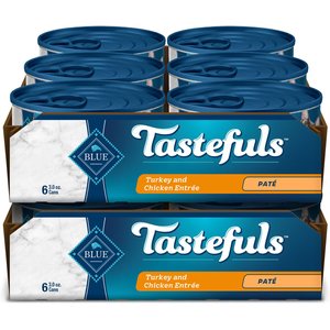 Blue Buffalo Tastefuls Natural Pate Turkey & Chicken Entree Wet Cat Food, 3-oz can, case of 12