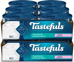 Blue Buffalo Tastefuls Natural Tender Morsels Tuna Entree Wet Cat Food, 3-oz can, case of 12
