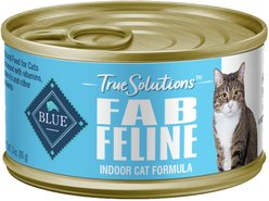Blue Buffalo True Solutions Fab Feline Natural Indoor Adult Chicken Entree Wet Cat Food, 3-oz can, case of 12