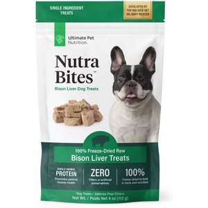 Ultimate Pet Nutrition Nutra Bites Freeze-Dried Raw Bison Liver Dog Treats, 4-oz bag