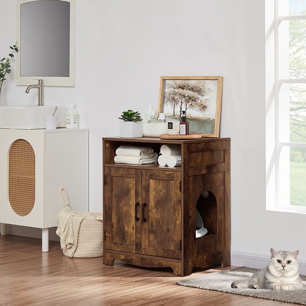 UNIPAWS Furniture Enclosure Decorative Storage Bench Cat Litter Box