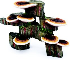 Penn-Plax Deco-Replicas Tree Trunk with Shelf Mushrooms Fish Ornament, Small, Brown