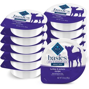 Blue Buffalo Basics Skin & Stomach Care Grain-Free Turkey & Potato Small Breed Adult Wet Dog Food, 3.5-oz, case of 12