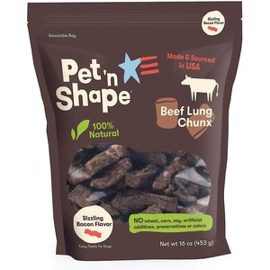 Pet 'n Shape Beef Lung CHUNX Bacon Flavor Dog Treats, 1-lb bag