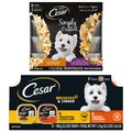 Cesar Classic Loaf in Sauce Breakfast & Dinner Mealtime Variety Pack Wet Dog Food + Simply Crafted Variety Pack Wet Dog Food Meal Topper