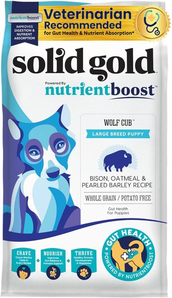 SOLID GOLD Large Breed Puppy Gut Health Real Bison & Oatmeal Whole ...