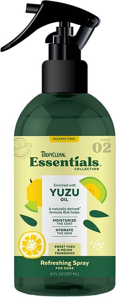TropiClean Essentials Hydrating Yuzu Fruit Deodorizing Spray for Dogs, 8-fl oz bottle