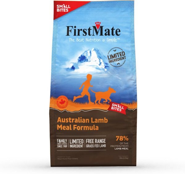 FirstMate Small Bites Limited Ingredient Diet Grain-Free Australian Lamb Meal Formula Dry Dog Food, 5-lb bag slide 1 of 7