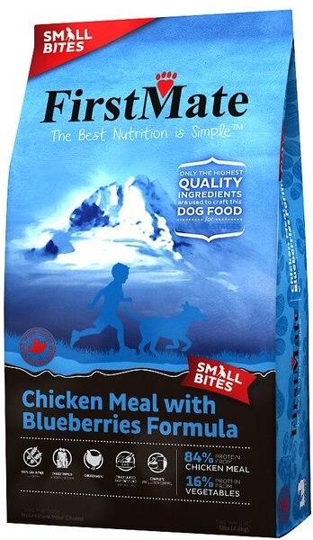 FirstMate Small Bites Limited Ingredient Diet Grain-Free Chicken Meal with Blueberries Formula Dry Dog Food, 5-lb bag slide 1 of 3