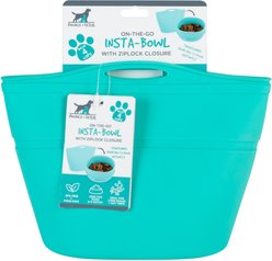 Pounce + Fetch Heavy Duty Silicone Travel Bag Bowl, Aqua, 4-cup