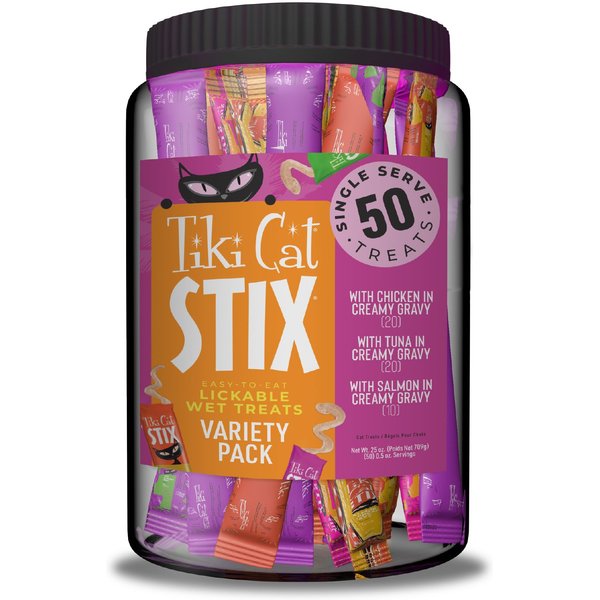 TIKI CAT Stix Variety Mega Jar Lickable Cat Treats, 50 count