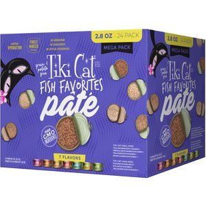 Tiki Cat Fish Favorites Pate Grain-Free Wet Cat Food, 2.8-oz can, case of 24