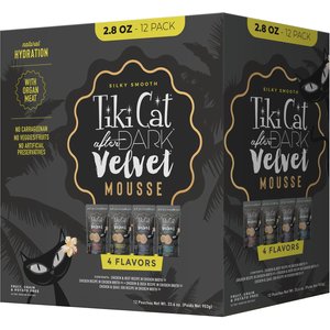 Tiki Cat After Dark Velvet Mousse Variety Pack Grain-Free Wet Cat Food, 2.8-oz can, case of 12