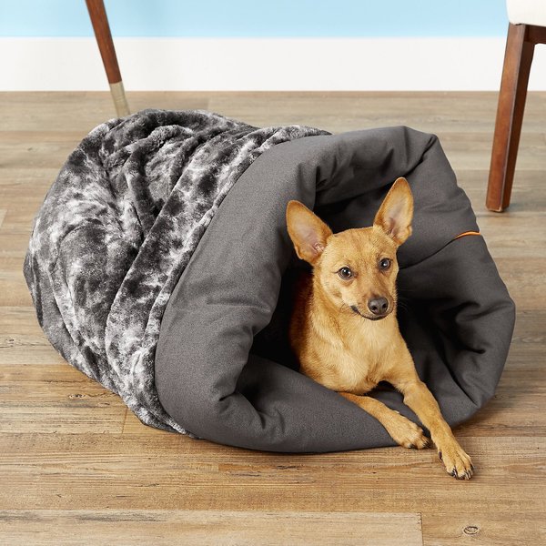 P.L.A.Y. Pet Lifestyle & You Snuggle Covered/Bolster Cat & Dog Bed, Charcoal Gray, Large slide 1 of 11