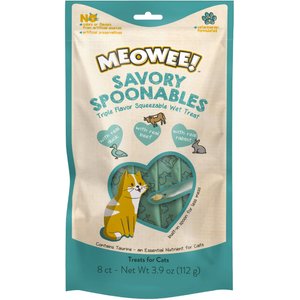 Meowee! Savory Spoonables with Real Duck, Beef & Rabbit Lickable Cat Treat, Squeezable Tube, 8 count