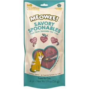 Meowee! Savory Spoonables with Real Salmon, Tuna & Krill Lickable Cat Treat, Squeezable Tube, 4 count