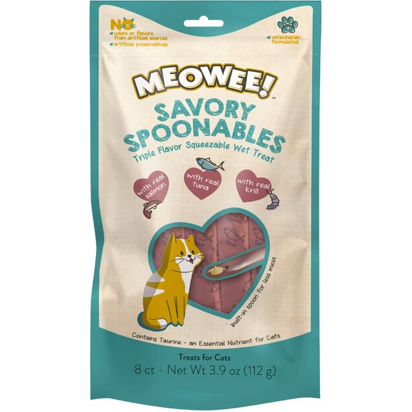 Meowee! Savory Spoonables with Real Salmon, Tuna & Krill Lickable Cat Treat