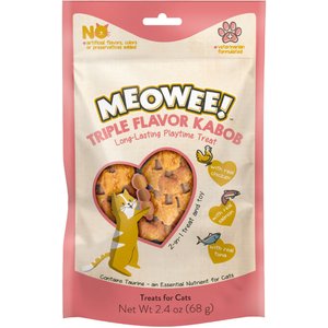 Meowee! Triple Flavor Kabobs with Real Chicken, Salmon & Tuna Cat Treat, 2.4-oz