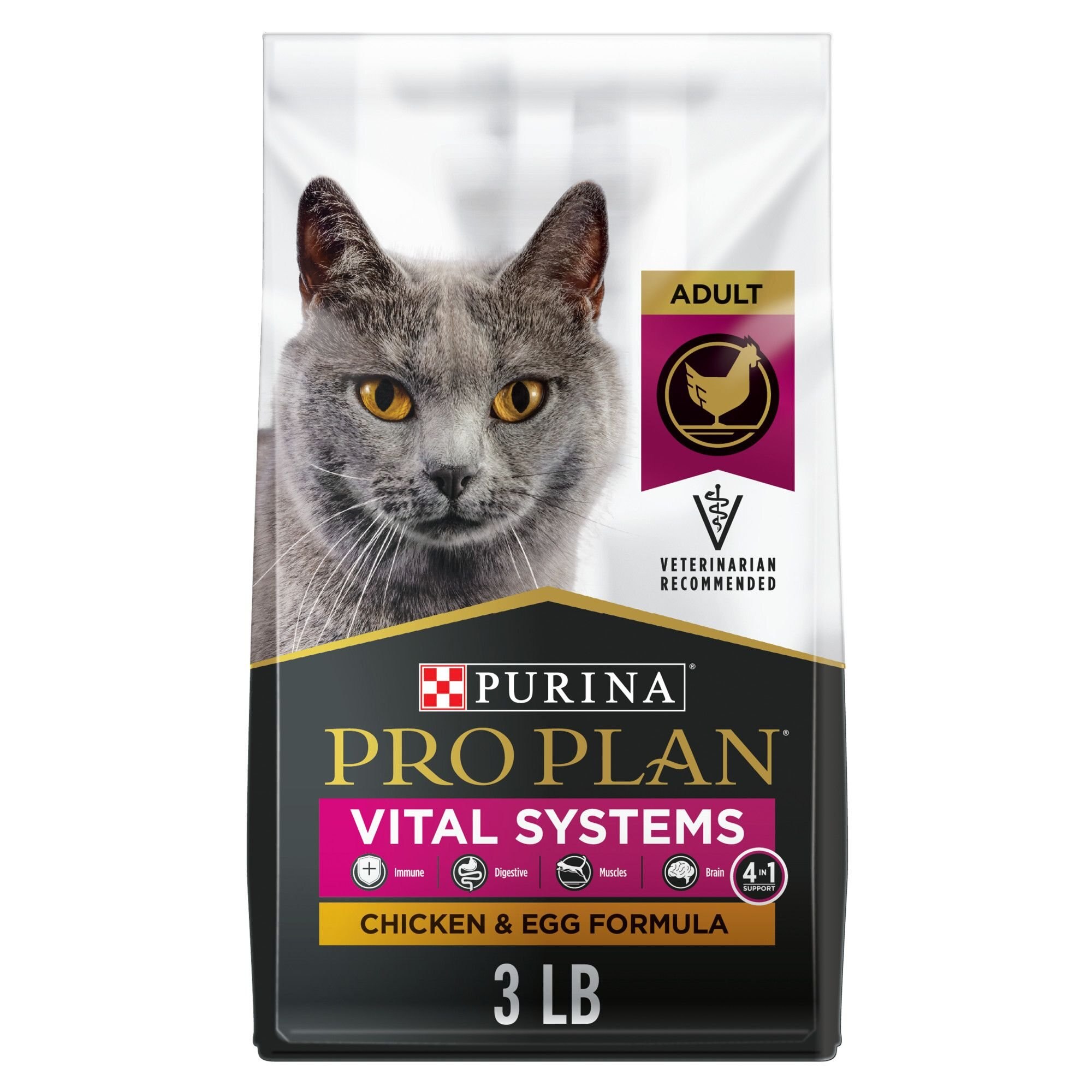 PURINA PRO PLAN Vital Systems Chicken & Egg Formula 4in1 Dry Cat Food Customer Questions