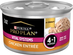 Purina Pro Plan Vital Systems Chicken Entree in Wet Cat Food Gravy, 3-oz can, case of 24