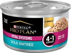 Purina Pro Plan Vital Systems Sole Entree in Wet Cat Food Gravy, 3-oz can, case of 24
