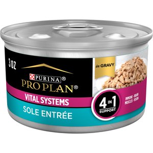 Purina Pro Plan Vital Systems Sole Entree in Wet Cat Food Gravy, 3-oz can, case of 24
