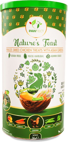 Pawfect Nature's Feast Chicken with Asian Greens Grain-Free All Natural Freeze-Dried Dog Training Treat, 1.76-oz canister