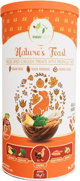 Pawfect Nature's Feast Chicken with Tropical Fruits & Vegetables Grain-Free All Natural Freeze-Dried Dog Training Treat, 5.29-oz canister