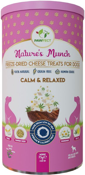 Pawfect Nature's Munch Freeze-Dried Functional Relax & Calm Cheese Dog Treat, 2.65-oz canister
