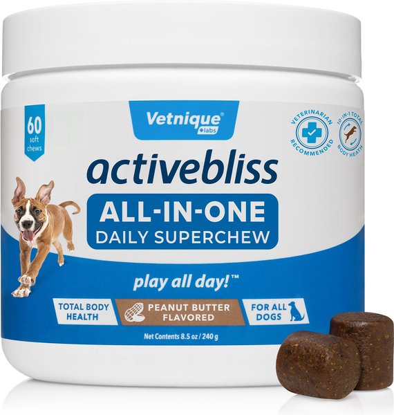 Vetnique Labs Activebliss All-In-One Daily Vitamin Superchew Health Dog Supplement, 60 count slide 1 of 8