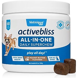 Vetnique Labs Activebliss All-In-One Daily Vitamin Superchew Health Dog Supplement, 60 count