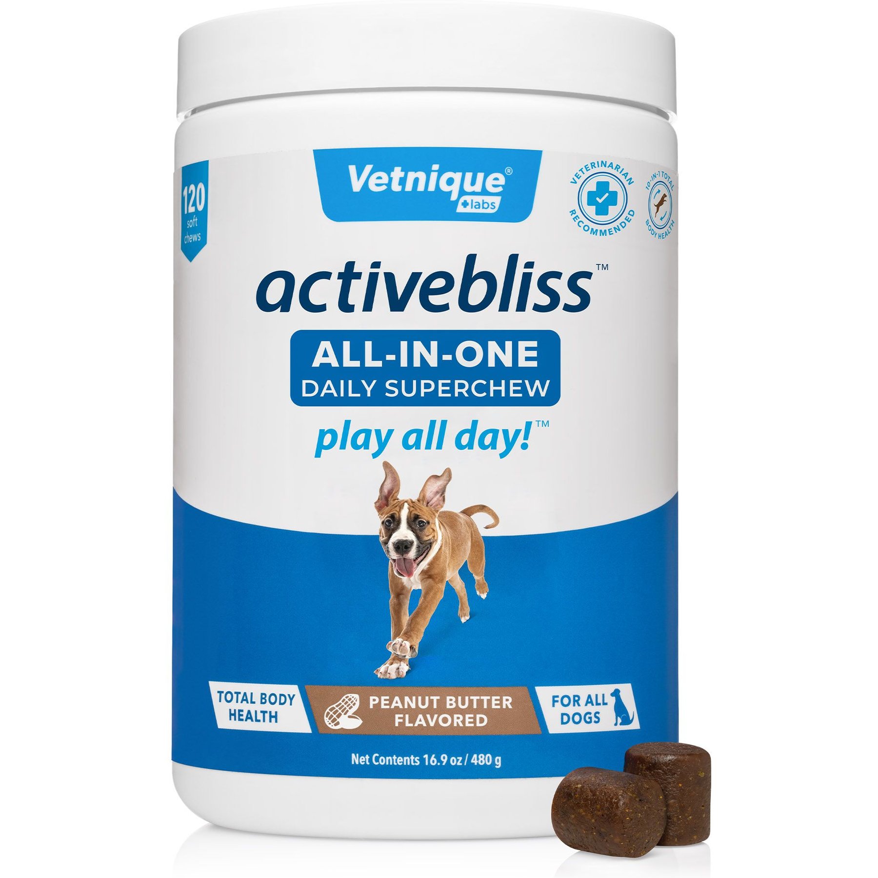 VETNIQUE LABS Activebliss All In One Daily Vitamin Superchew Health Dog Supplement 120 count Chewy