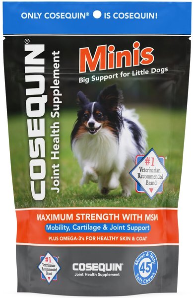 Nutramax Cosequin Max Strength with MSM Plus Omega 3's Soft Chews Joint Supplement for Dogs, 45 count slide 1 of 8