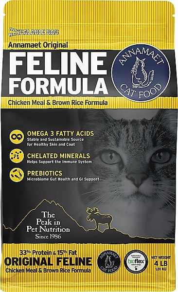 Annamaet Chicken Meal & Brown Rice Original Formula Dry Cat Food, 4-lb bag slide 1 of 6