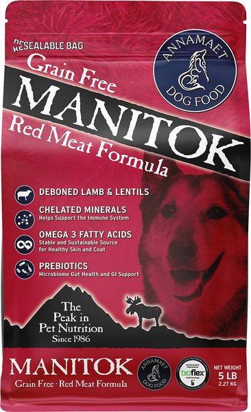 Annamaet Grain-Free Manitok Red Meat Formula Dry Dog Food, 5-lb bag slide 1 of 5