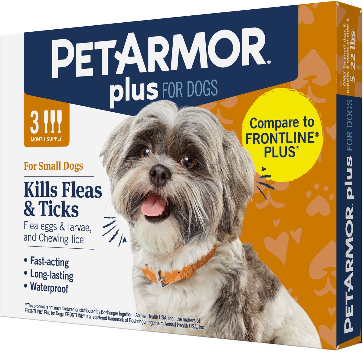 PETARMOR Plus Flea & Tick Spot Treatment for Dogs, 5-22 lbs, 3 Doses (3 ...