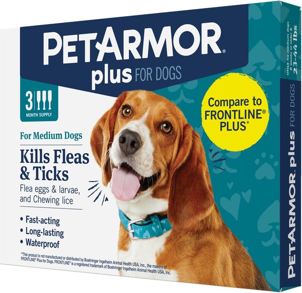 PETARMOR Plus Flea & Tick Spot Treatment for Dogs, 23-44 lbs, 3 Doses ...