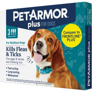 PETARMOR Plus Flea & Tick Spot Treatment for Dogs, 23-44 lbs, 3 Doses ...