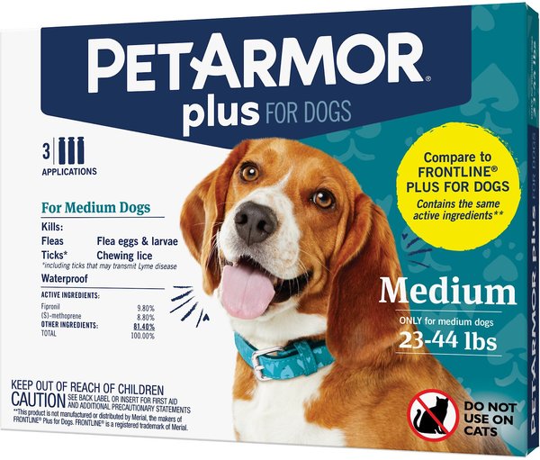 PetArmor Plus Flea & Tick Spot Treatment for Dogs, 23-44 lbs, 3 Doses (3-mos. supply) slide 1 of 8