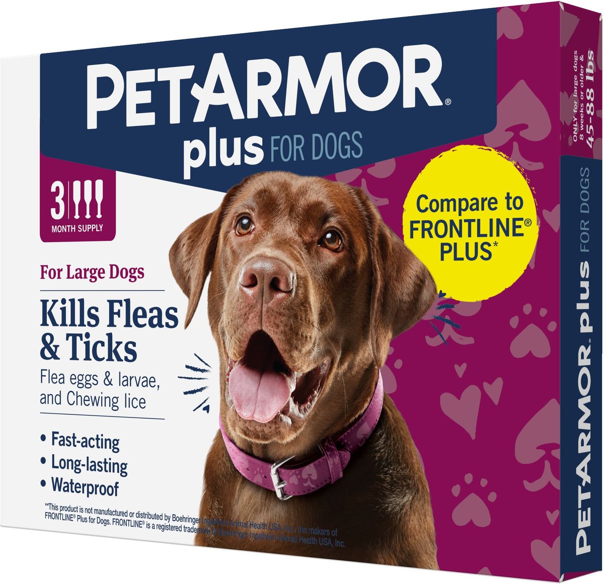 PETARMOR Plus Flea & Tick Spot Treatment for Dogs, 4588 lbs, 3 Doses (3mos. supply)