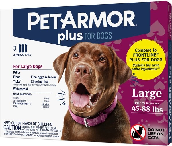 PetArmor Plus Flea & Tick Spot Treatment for Dogs, 45-88 lbs, 3 Doses (3-mos. supply) slide 1 of 8