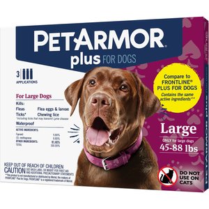 PetArmor Plus Flea & Tick Spot Treatment for Dogs, 45-88 lbs, 3 Doses (3-mos. supply)
