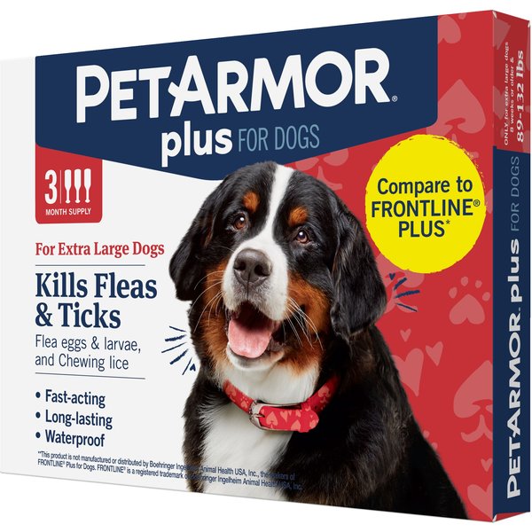 PETARMOR Plus Flea & Tick Spot Treatment for Dogs, 2344 lbs, 3 Doses